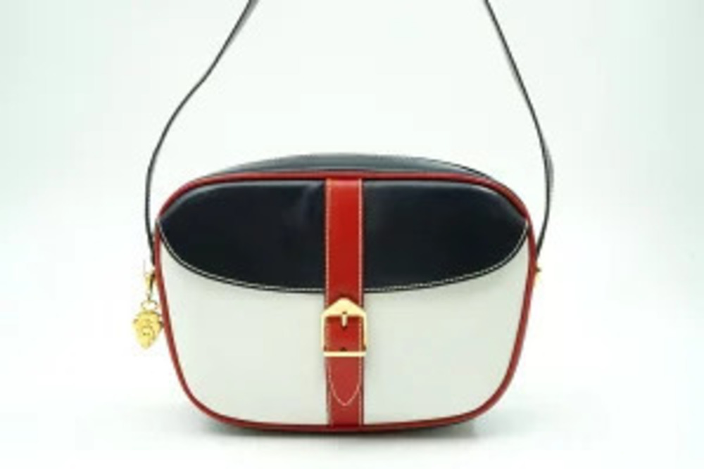 Gucci Tricolor Leather Shoulder Bag Navy Blue